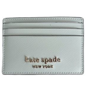 Kate Spade New York small slim Saffiano Leather Crystal blue  card holder
